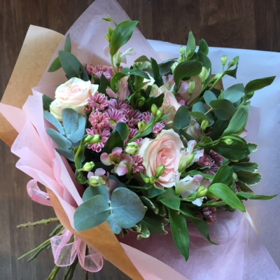 Annabelle Pink Bouquet - Delicate tones of pink giving the bouquet a soft and pretty look. Flower may vary.