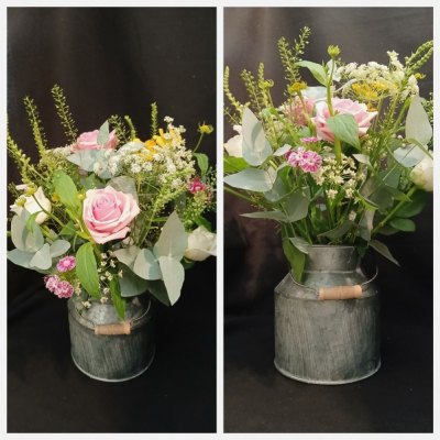 Seasonal Traditional Milk Churn - Full of counrty churm, our seaonal traditional milk churn ticks all the right boxes for the perfect gift to send for someone who loves the flowers and container to speak for themselves. Adding a beautiful rustic look to any setting. The design of this arrangement will change through out the year to keep up with the constantly changing seaons. Nature always knows whats best at certain times of year, so we can always guarantee that what the season dictates is what your seasonal traditional churn will contain. All our floral designs are made by our highly skilful florists on site. We offer a same day delivery on all orders placed before 2pm. We deliver to all areas in our locality including Gosport, Fareham, Stubbington, lee-on-Solent, Titchfield and their surrounding areas. We offer a click and collect service through our website if you prefer. Although our website is vast we are also aware that some customers may have special requests that we are always available to consult in order to meet all of your floral needs. Our contact details are as follows, you can call us on 023 92520123, use our contact page through our website to send us a message or even come into the shop and see us face to face.