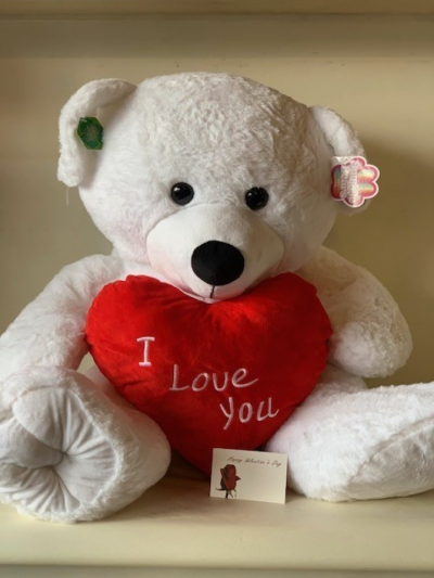 Large Teddy - Why not add on this gorgeous large teddy to your  flower order or can be delivered without flowers.

We deliver to all areas in our locality, including Gosport, Fareham, lee-on-Solent, Stubbington, Titchfield and their surrounding areas. We offer a same day delivery on all orders placed before 2pm. A click and collect service is offered through our website if you prefer. All of our designs are made by our highly trained skilful florists on site. On our website you can find flower arrangements for every occasion. Although our website is vast and varied we aware that some customers have special requirements that we are always available to consult in order to meet all your floral needs. Contact details as follows, you can call us on 023 92520123, use our contact page to send us a message or even come into the shop and see us face to face.