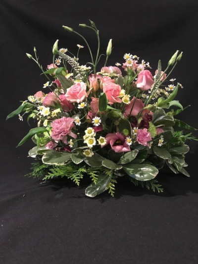 Funeral Posy pink and cream - A delicate style posy arrangement in tones and pink and creams, flower may vary. Other colours are available in this design.

If you require further informaition please call 023 92520123. We deliver to all funeral directors in our locality including Gosport, Fareham, Lee-on-the-Solent, Stubbington, Titchfield and their surrounding areas. A click and collect service is offered through our website if you prefer. All our designs are made by our highly trained, skilful florists on site. Although our website is vast and varied we are aware thats some customers have special reqirements that we are always available to consult in order to meet all your floral needs. Contact details as follows, you can use our contact page to send us a message, call us on 023 92520123 or even come into the shop and see us face to face.