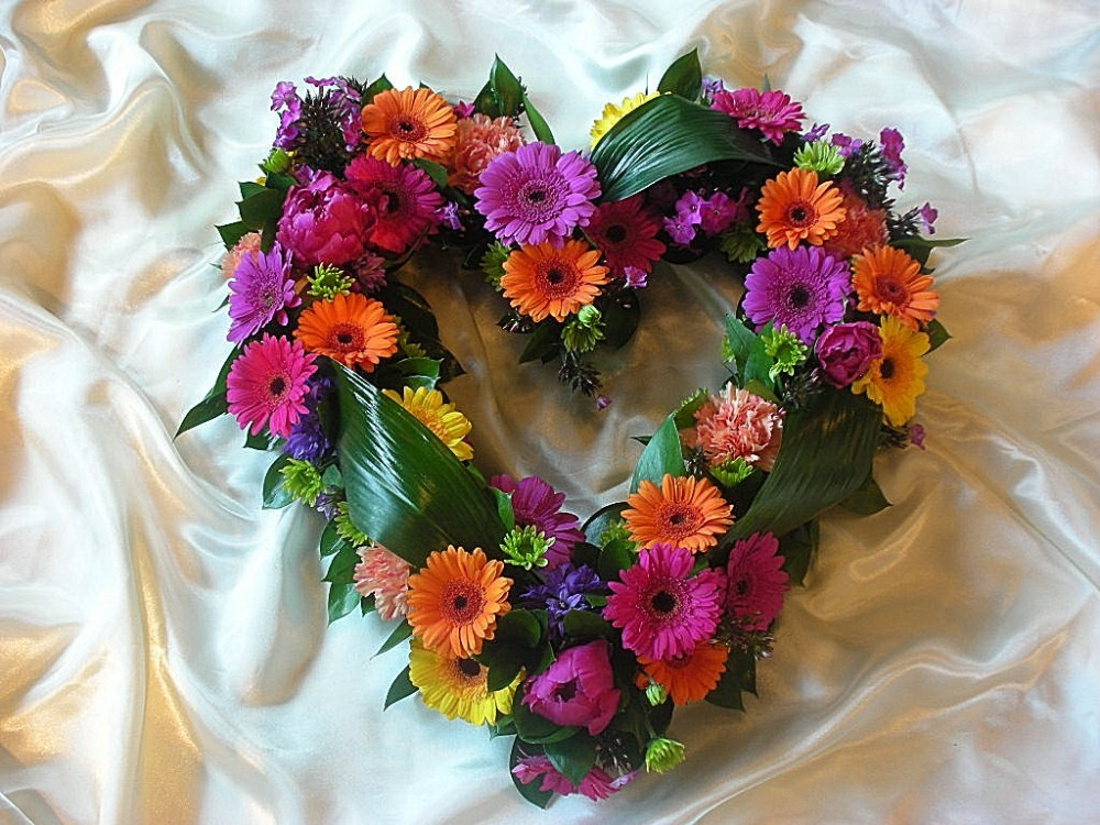 Colourful funeral heart