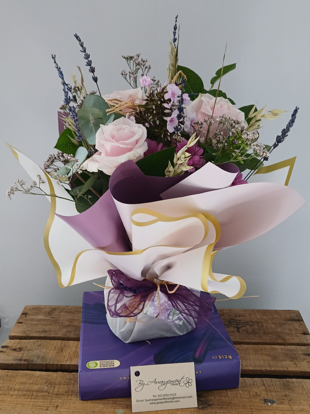 Purple/Pink Flower Posy and Chocolates