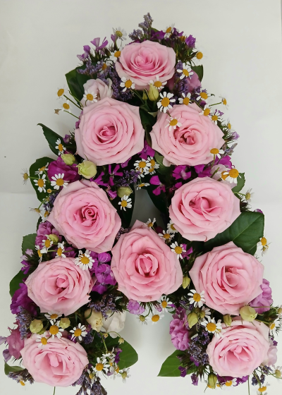 Funeral Letter - Mixed flower style funeral letter. These can be made in all letters and all colours. The cost of each individual funeral letter is £50.00. Please call to discuss your requirements 02392 520123.