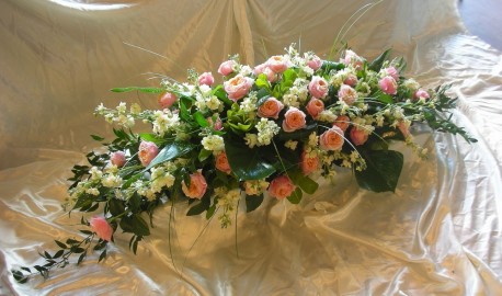 Coffin spray (roses and stocks)