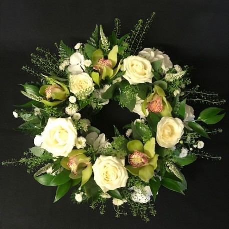 Luxury rose and orchid wreath